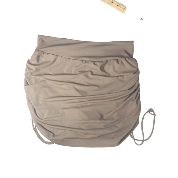 IV Brown Drawstring Ruched Mini Skirt Attached Shorts Skort Women's XL - Picture 3 of 15